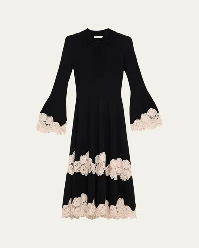 Zimmermann Valiant Merino Lace Maxi Dress In Black/crea