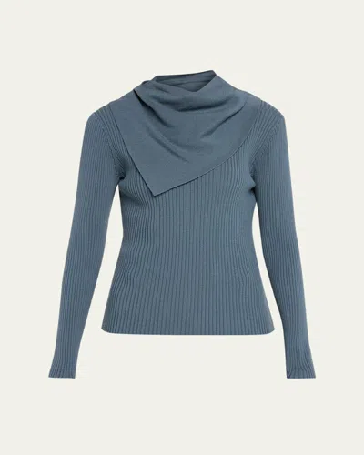 Zimmermann Valiant Merino Scarf Sweater In Airforce