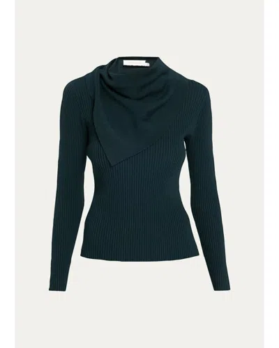 Zimmermann Valiant Merino Scarf Sweater In Bottle Gre