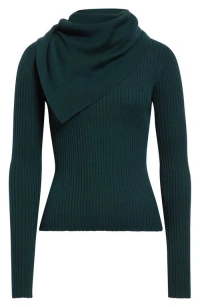Zimmermann Valiant Merino Wool Scarf Sweater In Green