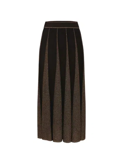 Zimmermann Valiant Metallic Midi Skirt In Brown