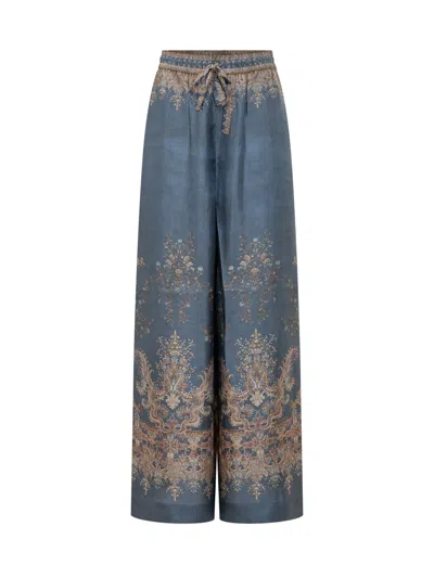 Zimmermann Valiant Paisley Track Pants In Navy Paisley