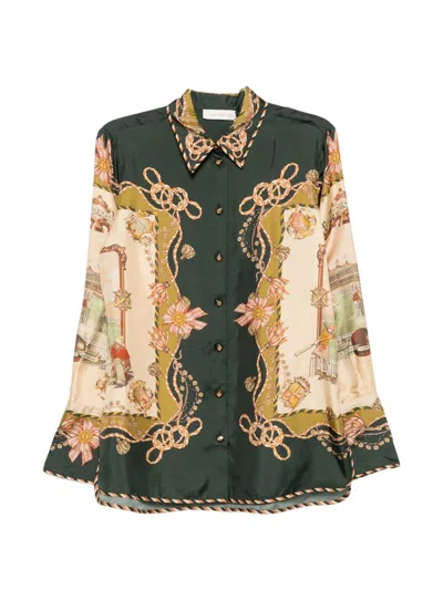 Zimmermann Valiant Graphic-print Silk Shirt In Multi