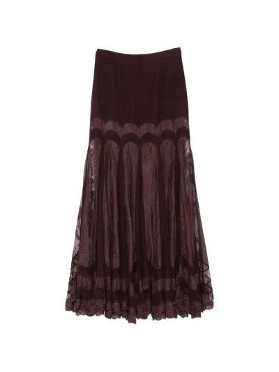 Zimmermann Valiant Printed Silk Skirt In Brown