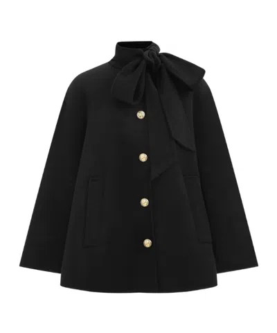 Zimmermann Valiant Pussybow Coat In Black
