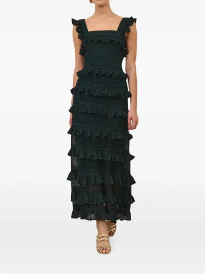 Zimmermann Valiant Ruffled Midi Skirt In Grün