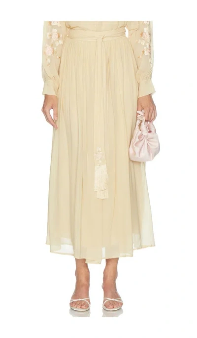 Zimmermann Valiant Sash Midi Skirt In Cream