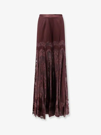 Zimmermann Valiant Silk And Lace Blend Long Skirt In Purple