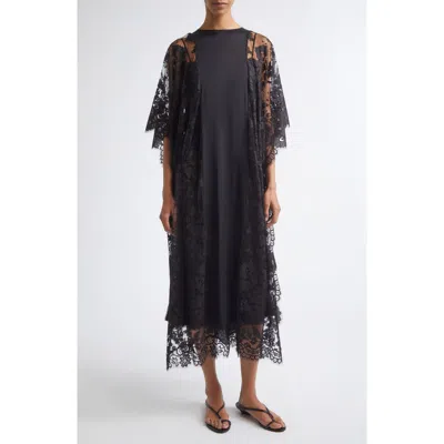 Zimmermann Valiant Lace-trimmed Cotton-blend Midi Dress In Blue
