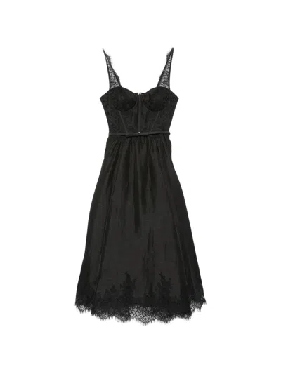 Zimmermann Valiant Silk And Linen Midi Dress In Black