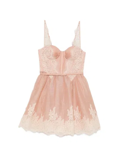 Zimmermann Valiant Silk And Linen Mini Dress In Pink