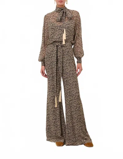 Zimmermann Valiant Soft Flare Pant In Fleur Stamp In Brown