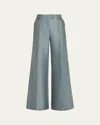 Zimmermann Valiant Structured Wide Flared Pants In Blue