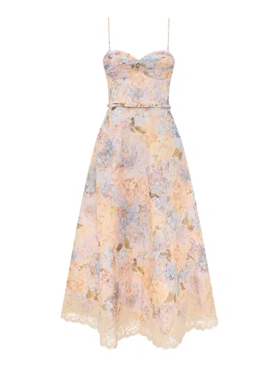 Zimmermann Valiant Tucked Midi Dress In Animal Print
