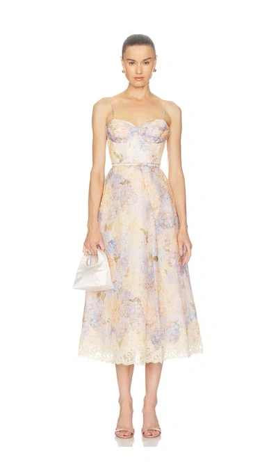 Zimmermann Valiant Tucked Midi Dress In Blue Hydrangea