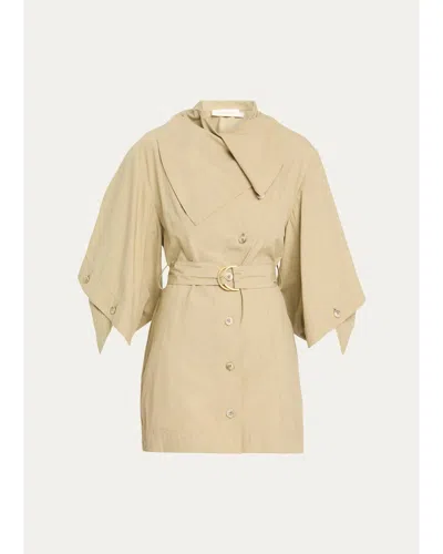 Zimmermann Valiant Utility Cotton-gabardine Mini Dress In Brown