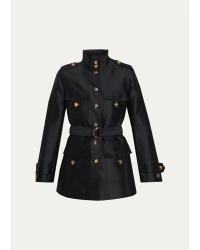 Zimmermann Valiant Utility Wool-silk Belted Coat In Black