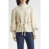 Zimmermann Valiant Embroidered Tie-detailed Wool Sweater In Neutral