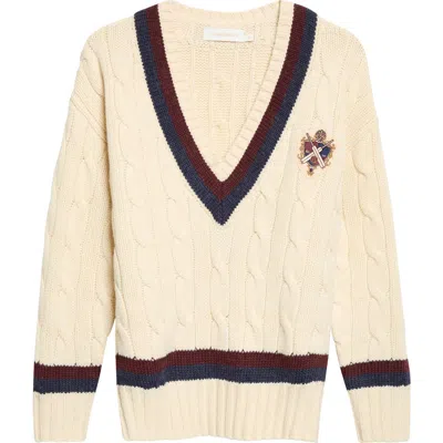Zimmermann Valiant Wool Cable Stitch Sweater In Neutral