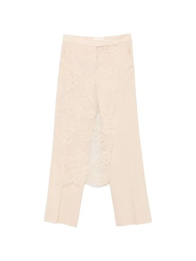Zimmermann Valiant Lace-panelled Tailored Trousers In Neutral