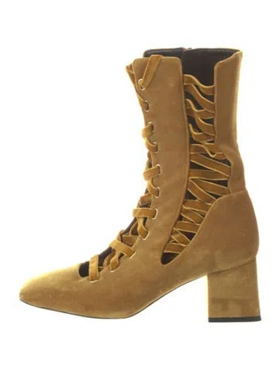 Pre-owned Zimmermann Velvet Combat Boots In Yellow