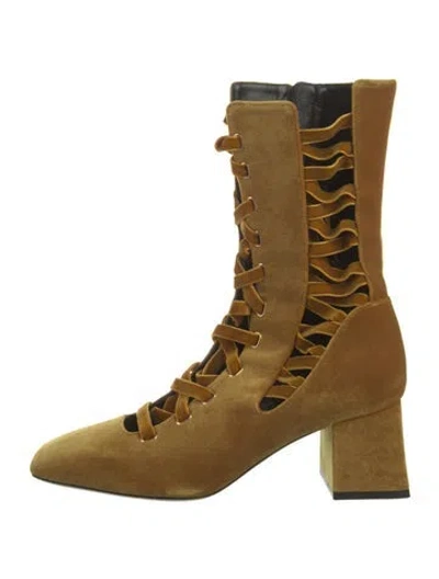 Pre-owned Zimmermann Velvet Combat Boots In Yellow