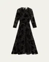 Zimmermann Womens Black Burnout Sheath Long-sleeve Woven Midi Dress In Black
