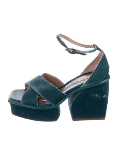 Pre-owned Zimmermann Velvet Sandals In Blue