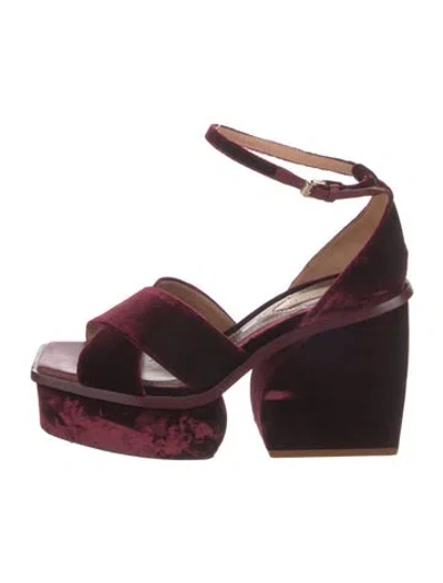 Pre-owned Zimmermann Velvet Sandals In Burgundy