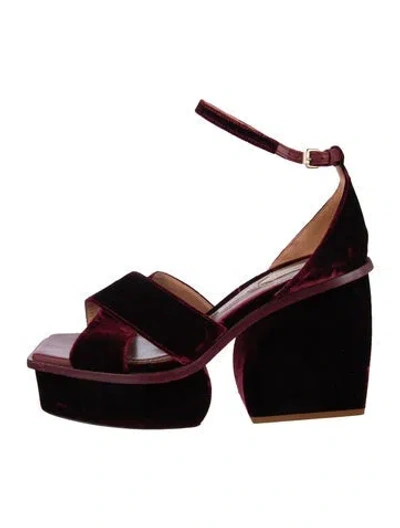 Pre-owned Zimmermann Velvet Sandals In Burgundy