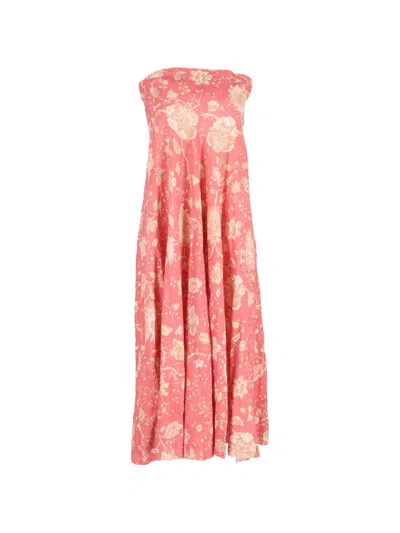 Pre-owned Zimmermann Veneto Floral Strapless Midi Dress In Pink
