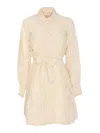 Zimmermann Waist Belt Lace Detail Mini Dress In Neutral
