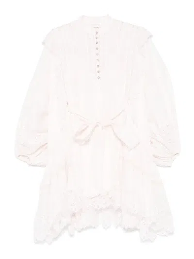Zimmermann Crush Lace Billow Mini Dress In Multicolor