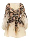 Zimmermann Pleated Floral-print Linen And Silk-blend Mini Dress