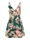 Zimmermann + Net Sustain Lexi Tie-detailed Floral-print Linen Mini Dress In Green
