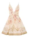 Zimmermann Hypnotic V-neck Mini Dress In Neutral