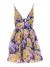 Zimmermann Luna Gathered Floral-print Linen And Silk-blend Mini Dress In Multi