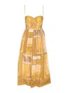 Zimmermann Womens Mustard Bandana Lucky Corset Cotton Midi Dress Xl In Yellow