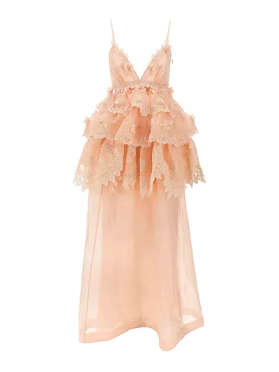 ZIMMERMANN CRUSH TIERED LACE MAXI DRESS