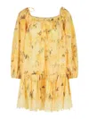 Zimmermann Cascadian Yellow Cotton Mini Dress Botanical Flora In Yellow