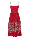 Zimmermann Rhiannon Belted Paisley-print Cotton-voile Midi Dress In Red