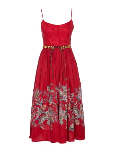 ZIMMERMANN RED RHIANNA CORSET DRESS