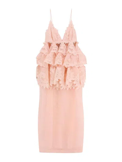 Zimmermann Tiered Lace Maxi Dress In Pink