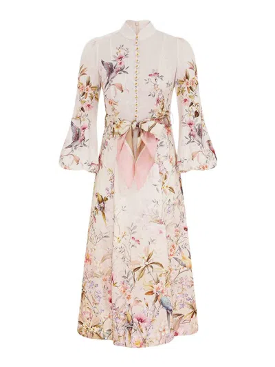 Zimmermann Rebellion Button Midi Dress In Nude