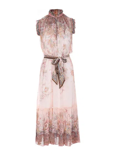 Zimmermann Pink Paisley Alchemy Flutter Dress In Multi