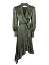 Zimmermann Vibrant Green Silk Wrap Dress With Asymmetrical Hemline In Green