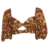 Zimmermann Violet Floral-print Cropped Top In Multicolor Cotton In Multi