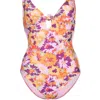 ZIMMERMANN VIOLET KNOTTED 1PC MUSTARD FLORAL SWIMSUIT