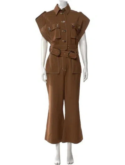 Pre-owned Zimmermann Virgin Wool Jumpsuit In Brown