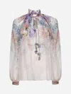 Zimmermann Multicolour Floral Top With High Neckline And Tie Detail